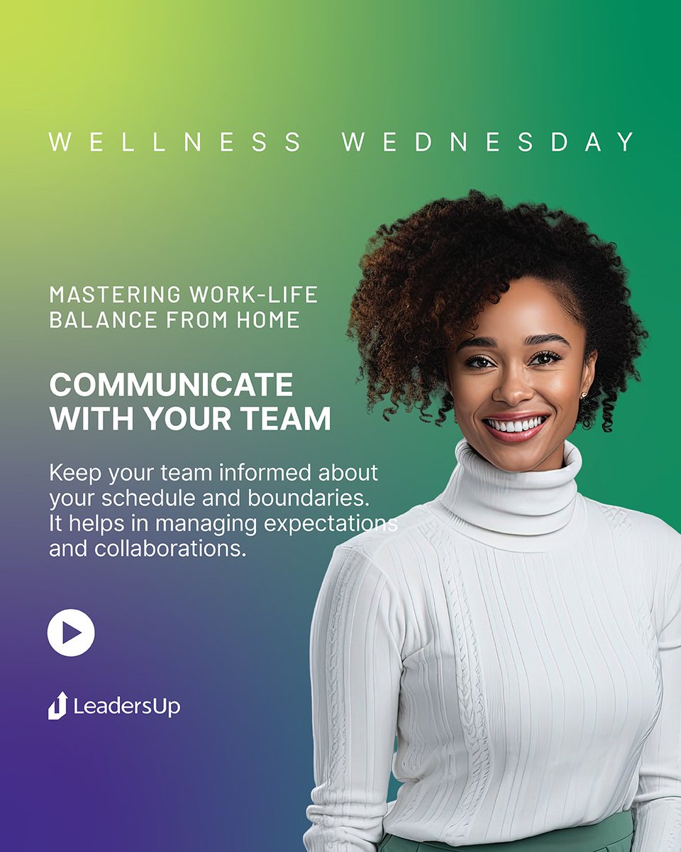 Leaders_Up's tweet image. #WellnessWednesday

When navigating your #remotework lifestyle, keeping a healthy work-life balance is essential! Work is just one part of life. Balancing it with personal care, hobbies, and family time is key to a healthier life!

#remoteworkers #workfromhome #worklifebalance