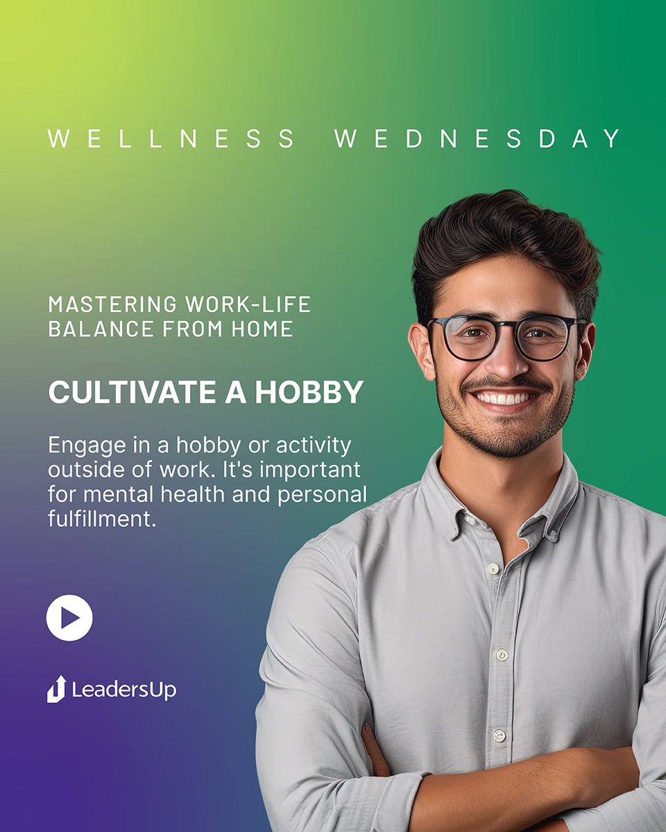 Leaders_Up's tweet image. #WellnessWednesday

When navigating your #remotework lifestyle, keeping a healthy work-life balance is essential! Work is just one part of life. Balancing it with personal care, hobbies, and family time is key to a healthier life!

#remoteworkers #workfromhome #worklifebalance