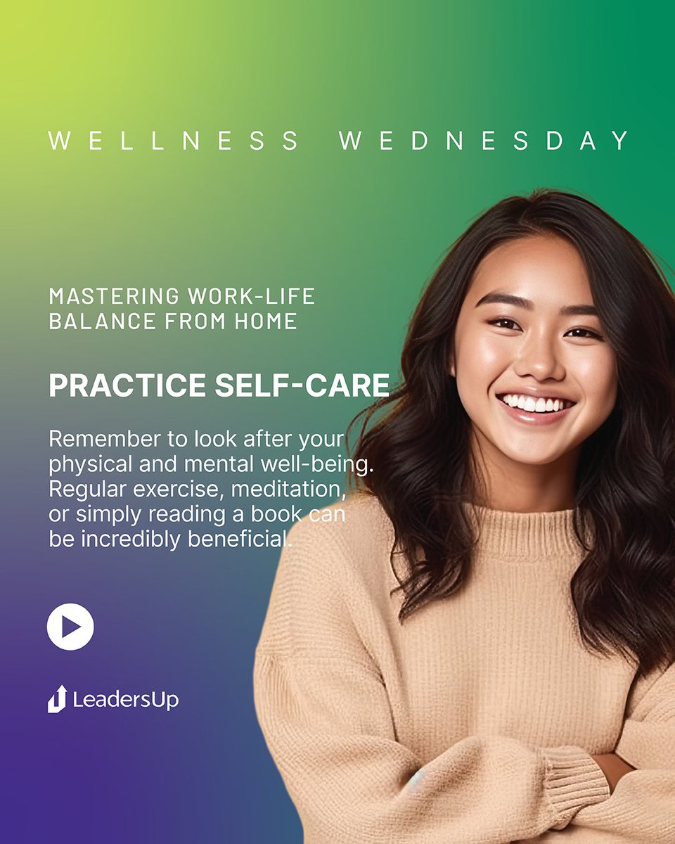 Leaders_Up's tweet image. #WellnessWednesday

When navigating your #remotework lifestyle, keeping a healthy work-life balance is essential! Work is just one part of life. Balancing it with personal care, hobbies, and family time is key to a healthier life!

#remoteworkers #workfromhome #worklifebalance