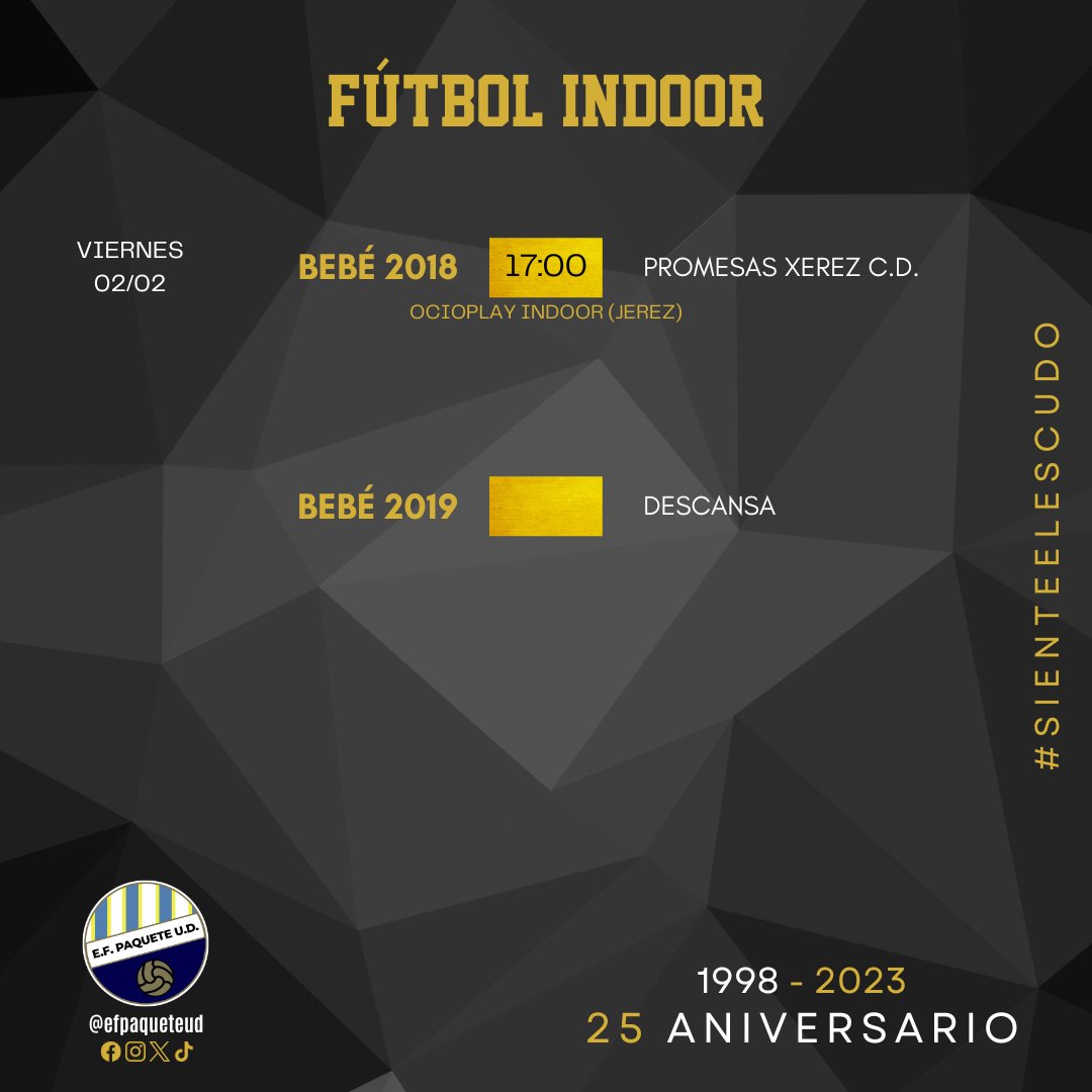 efpaqueteud_'s tweet photo. 𝗛𝗢𝗥𝗔𝗥𝗜𝗢𝗦 𝗗𝗘 𝗣𝗔𝗥𝗧𝗜𝗗𝗢𝗦 🔵🟡

📅🕡 Partidos correspondientes al fin de semana del 02/02 al 04/02.

🔴📹 Los partidos marcados con el logo de 𝙀𝙁𝙋𝙐𝘿 𝙏𝙑 serán retransmitidos en directo en nuestro canal de Twitch ⬇️

https://t.co/SaHJvKFBCm

#SienteElEscudo https://t.co/7oOwMpftaW