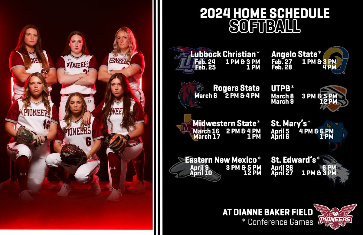 𝟐𝟎𝟐𝟒 𝐇𝐎𝐌𝐄 𝐒𝐂𝐇𝐄𝐃𝐔𝐋𝐄 🗓️‼️

Mark your calendars and come watch us play at Dianne Baker Field 🔥

#PioneerProud
