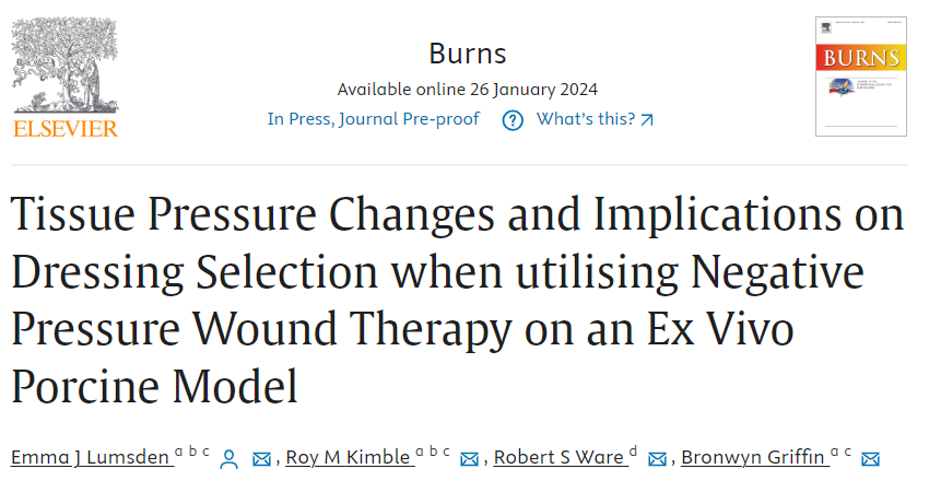 📢Publication Alert 📢 Exciting Negative Pressure Wound Therapy (NPWT) Study! Kudos to PhD student @emmalumsden for leading this research, using a cadaveric porcine 🐷model, intracranial pressure monitor, & varied dressings under NPWT. Published in #Burns Journal @ElsevierConnect