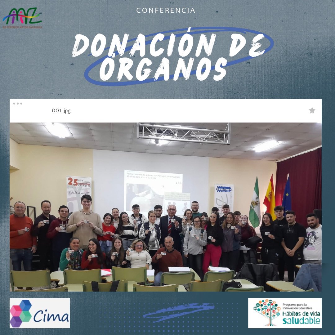 iesfmz's tweet image. Espectacular conferencia del @drperezbernal sobre la  @ONT_esp y la donación de órganos. Increíble testimonio de un receptor de órganos . Privilegio en nuestro centro de contar con la nieta de un trasplantado @educaand #cima #hábitosdevidasaludable