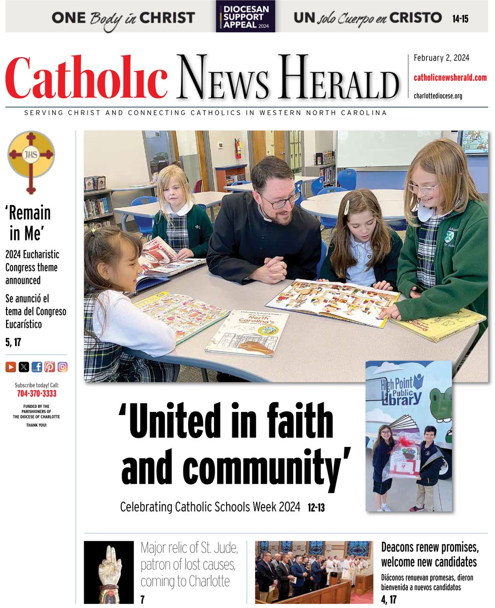 CatholicNewsCLT's tweet photo. Read the latest edition of the Catholic News Herald, online now: https://t.co/2g4p7AlY3y https://t.co/rdSfHMoTBs