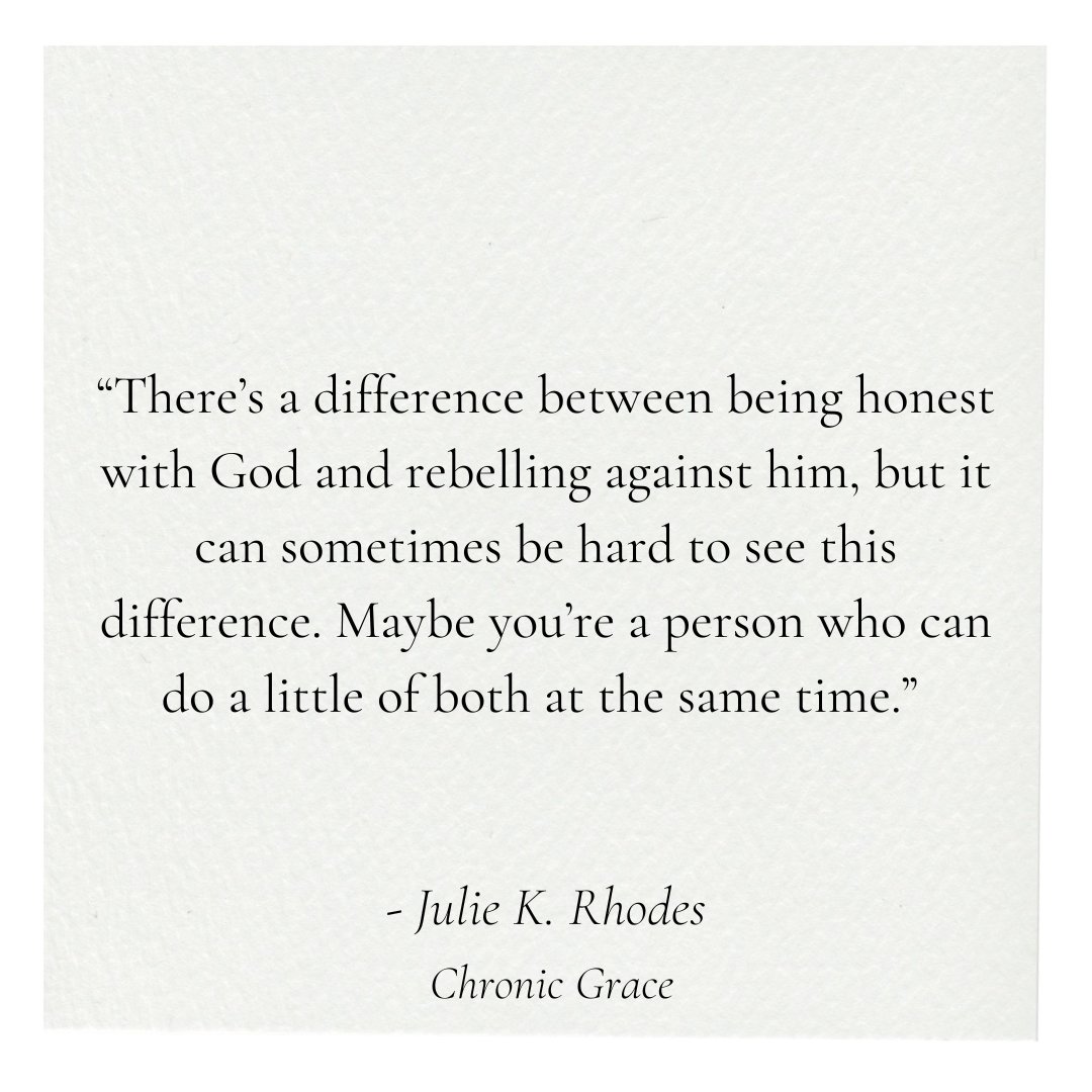 BooksLeadership's tweet photo. Thereβs a difference between being honest with God and rebelling against him, but it can sometimes be hard to see this difference. Maybe youβre a person who can do a little of both at the same time.
- Julie K. Rhodes
Chronic Grace
https://t.co/ImYZVdz9Jw
#HonestyWithGod https://t.co/mlw16ClgnM