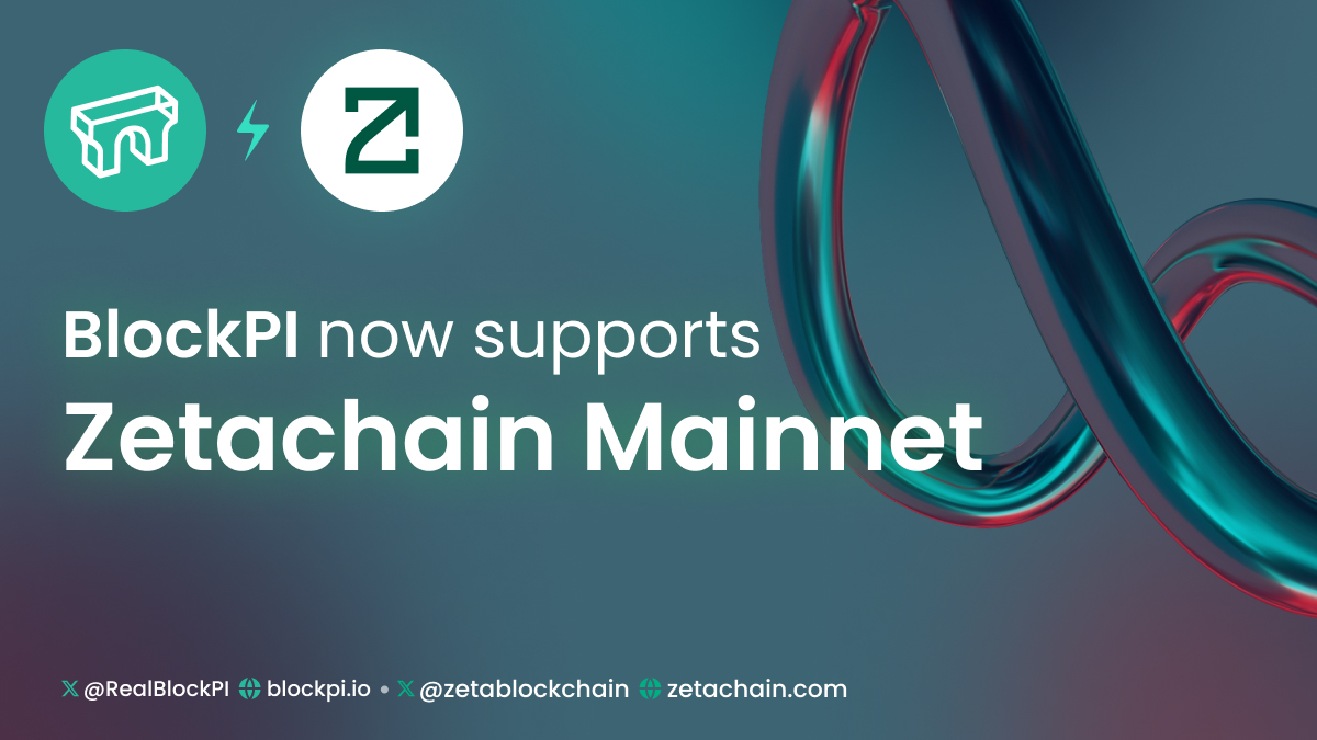 BlockPI (@realblockpi) on Twitter photo As an early supporter of <a href="/zetablockchain/">ZetaChain 🟩</a>, we're glad to announce BlockPI's rock-solid RPC services are now available on ZetaChain Mainnet!
Claim your $ZETA #Airdrops with BlockPI RPC!
Click to start: dashboard.blockpi.io
Add public RPC: public.blockpi.io
#ZetaChain As an early supporter of <a href="/zetablockchain/">ZetaChain 🟩</a>, we're glad to announce BlockPI's rock-solid RPC services are now available on ZetaChain Mainnet!
Claim your $ZETA #Airdrops with BlockPI RPC!
Click to start: dashboard.blockpi.io
Add public RPC: public.blockpi.io
#ZetaChain