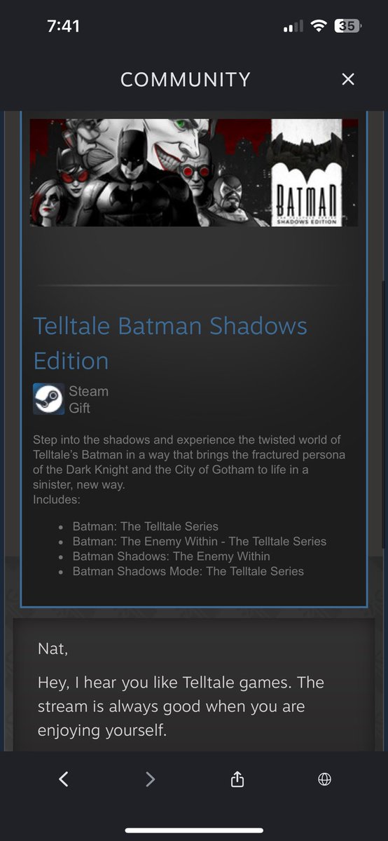 Thanks everyone who showed up today. 
I’m a telltale games enjoyer and I’m having so much fun with TWD. 
I’m also lucky to have an awesome community supporting me no matter what I’m gaming.

Thanks G for these 2 gifts. I will be playing them once I’m done with TWD. Much love! ❤️