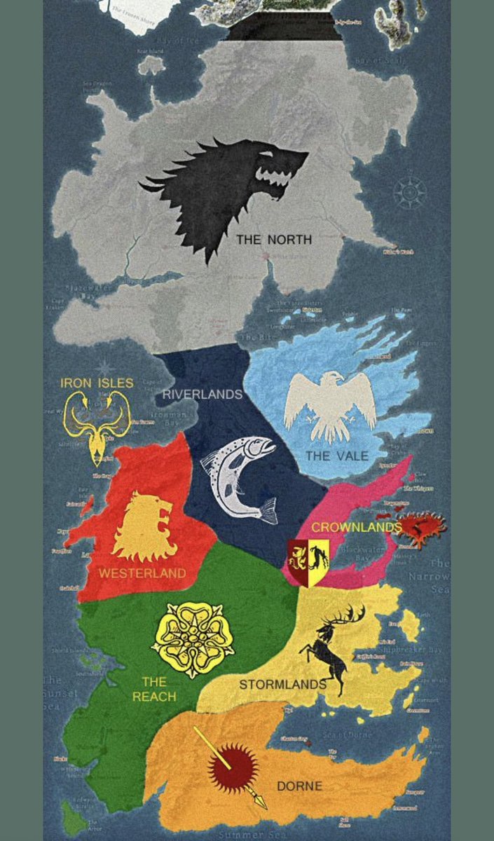 HOTDNewsHBO's tweet photo. Map of Houses in Westeros https://t.co/Dd8uE9vquC
