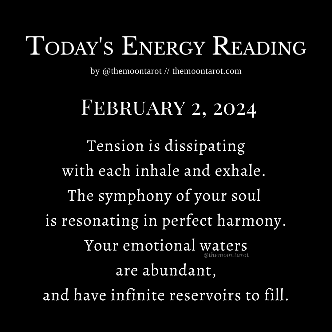 themoontarot_'s tweet photo. Today’s Energy Reading: February 2, 2024

Imagine… your heart at ease. A soft wave of stillness calms your nerves. Goosebumps run up and down your spine. Spirit is alive within you, dear one. https://t.co/27xwxasKYc