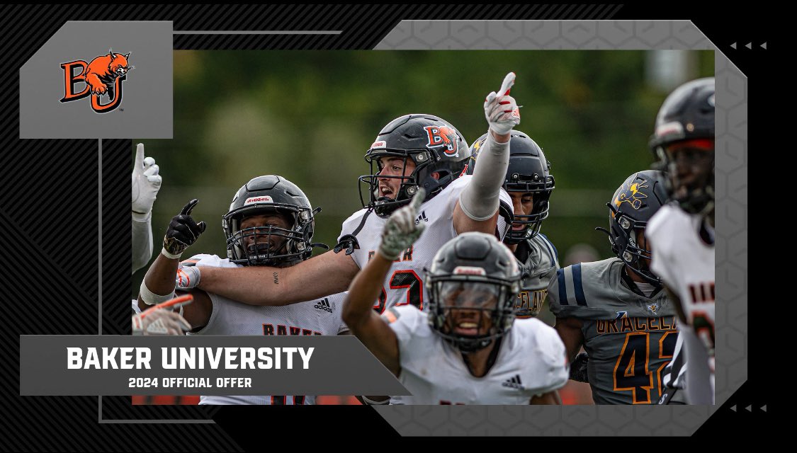 Evan Damron (@_evan_damron) on Twitter photo Blessed to receive my first offer to baker university. Thank you <a href="/CoachMRegalado/">Miguel Regalado</a> and the coaching staff at baker for a great visit.<a href="/BakerU_Football/">Baker University Football</a> <a href="/PiratesPiperFB/">Piper Pirates Football</a> Blessed to receive my first offer to baker university. Thank you <a href="/CoachMRegalado/">Miguel Regalado</a> and the coaching staff at baker for a great visit.<a href="/BakerU_Football/">Baker University Football</a> <a href="/PiratesPiperFB/">Piper Pirates Football</a>