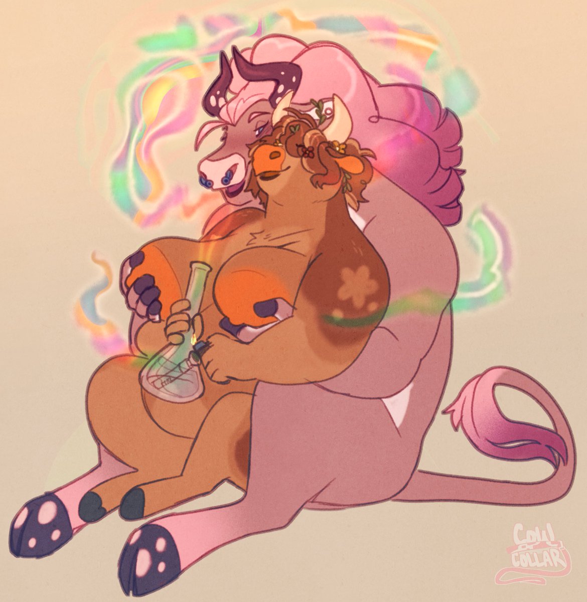 [ weed ] share a hit with me? 💕 lovely lovey commission for @LewdMamaMoo and @nsfleggy <3