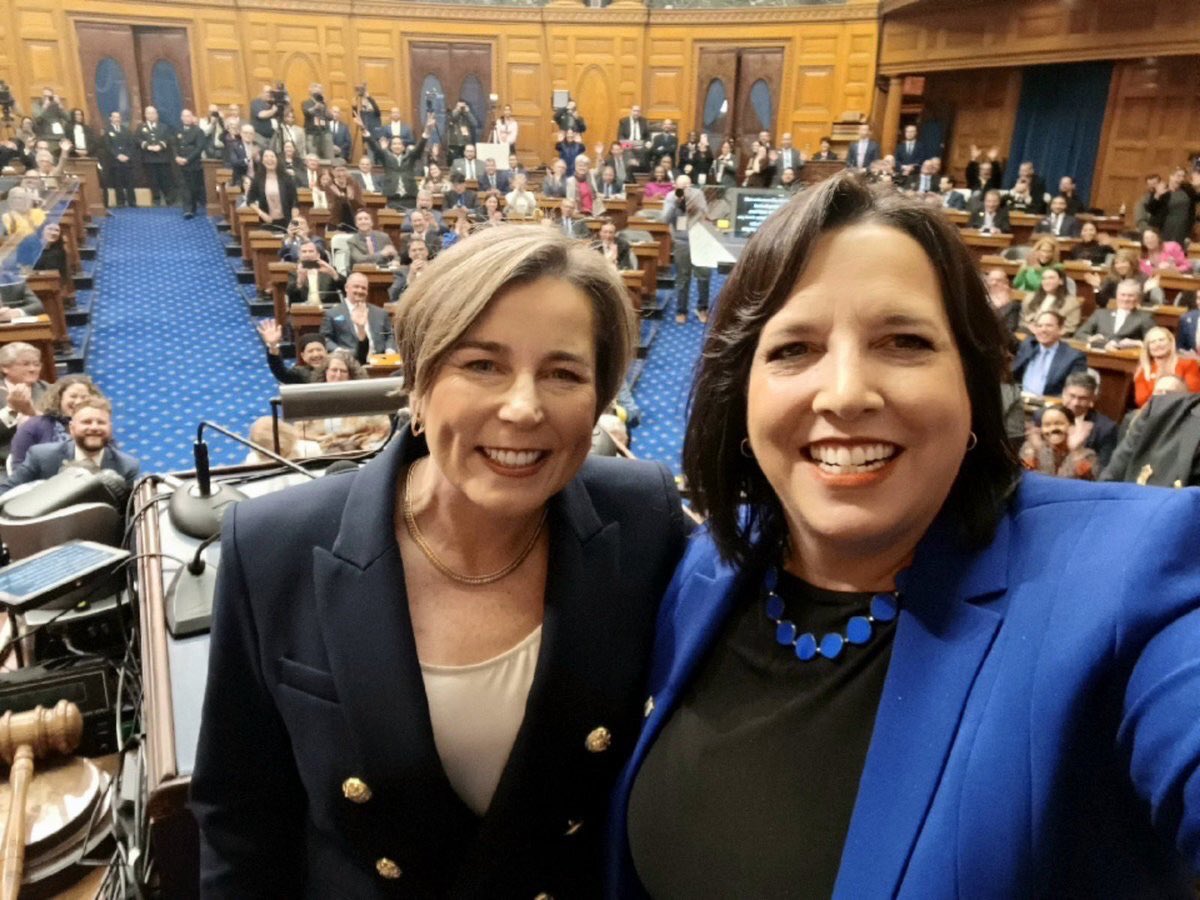 KimDriscollMA's tweet photo. Two weeks since our first #MASOTC and the response across the Commonwealth has been electric! My teammate @Maura_Healey did a fantastic job highlighting all the incredible things Massachusetts has accomplished over the last year and we're not done yet. #MovingMAForward https://t.co/PKAJQGqgDB