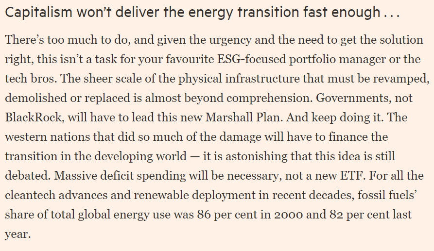 Makes you wonder when even the Financial Times admits that only governments and not private investors can fund a better future. $3 trillion needed for basic infrastructure renewal. Yet Labour and Tories bang on about 'fiscal responsibility' and big up the City financiers.