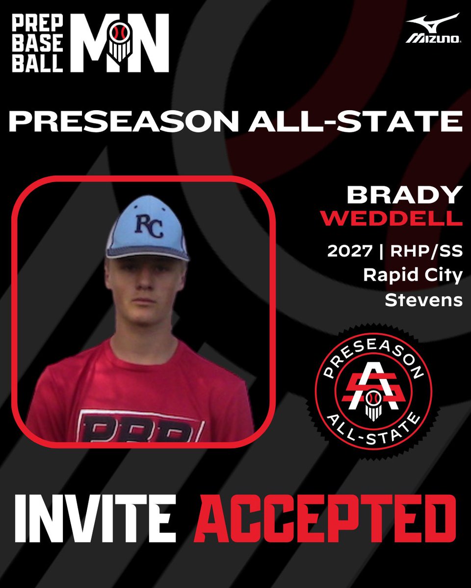𝟐𝟎𝟐𝟒 𝐌𝐍 𝐏𝐫𝐞𝐬𝐞𝐚𝐬𝐨𝐧 𝐀𝐥𝐥-𝐒𝐭𝐚𝐭𝐞

Brady Waddell  ➡️ 𝘐𝘯𝘷𝘪𝘵𝘦 𝘈𝘤𝘤𝘦𝘱𝘵𝘦𝘥

✖️: <a href="/BradyWaddell7/">Brady Waddell</a>
⚾: RHP/SS
🎓: 2027
📚: Rapid City Stevens
👥: <a href="/RCSliders/">Rapid City Sliders Baseball</a>

#MNPreseasonAS24

👤: loom.ly/9vENcvw