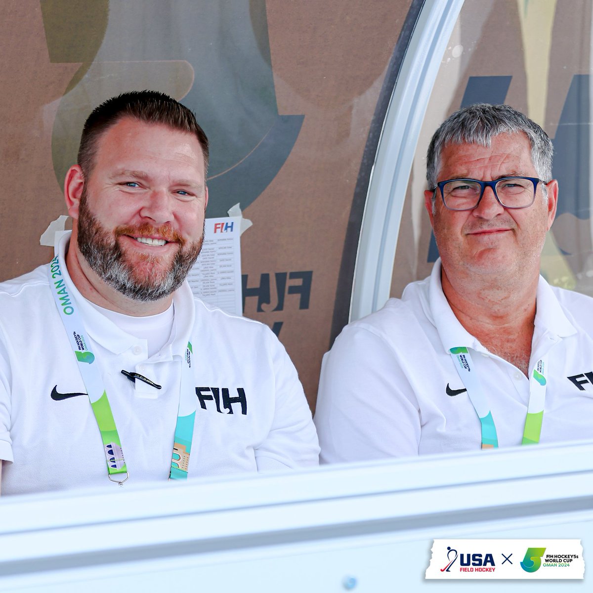 USAFieldHockey's tweet photo. Not only did we have two teams competing at the first-ever @FIH_Hockey 5s World Cup, in Muscat, Oman this past week, we also had two technical officials in Mike Lipka and Rene Zelkin. https://t.co/yHQT6KlPfM