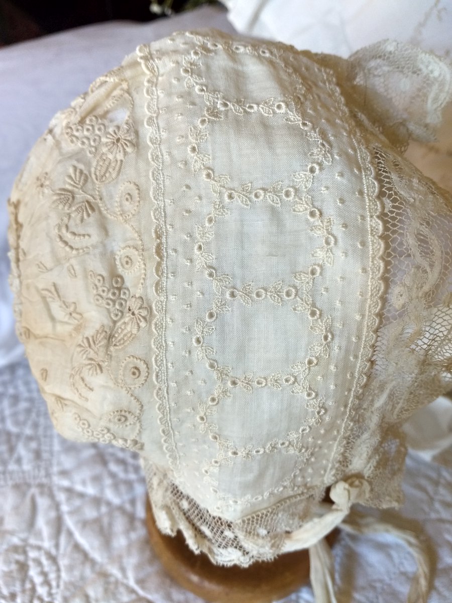 maklinens's tweet photo. Antique Whitework Embroidery Muslin Baby Bonnet Christening Lace Trim 19th Century https://t.co/IpsmYpDVS9 https://t.co/GZ2EZFedbw