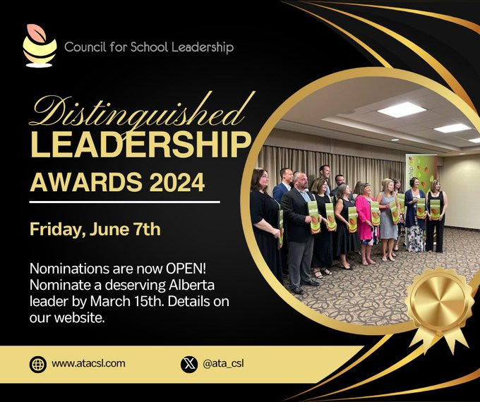 Nominate outstanding Alberta school leaders providing high quality learning opportunities for students! atacsl.ca/grants-awards