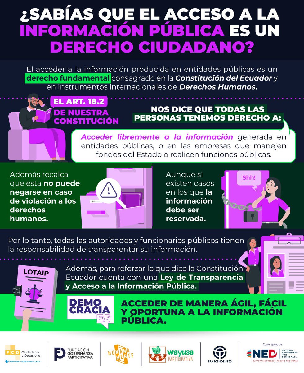🔴INFÓRMATE 

El Acceso a la Información Pública es un derecho de todas las personas. Aquí te contamos lo que dice nuestra normativa. #DerechosHumanos #InformaciónPública 🌐✨