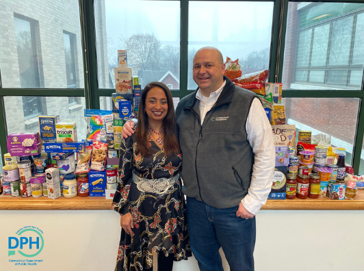 The Connecticut Department of Public Health partnered with Connecticut FoodShare on a wonderful opportunity to help those facing food insecurity by donating canned goods and other nonperishable food items during the holiday season.