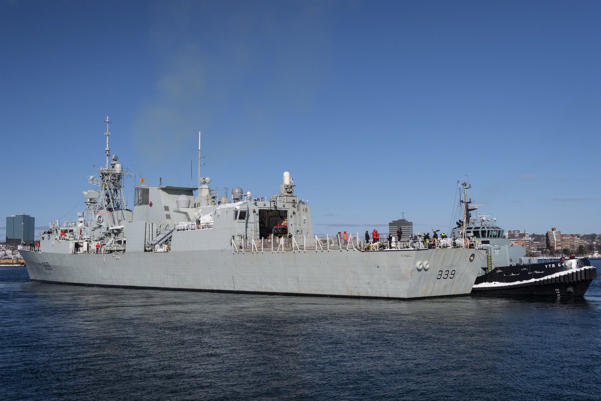 WarshipCam's tweet photo. HMCS Charlottetown (FFH 339) Halifax-class frigate leaving Halifax, Nova Scotia for Exercise Steadfast Defender - January 31, 2024 #hmcscharlottetown #ffh339 

SRC: TW-@RoyalCanNavy https://t.co/8u568QmyWV