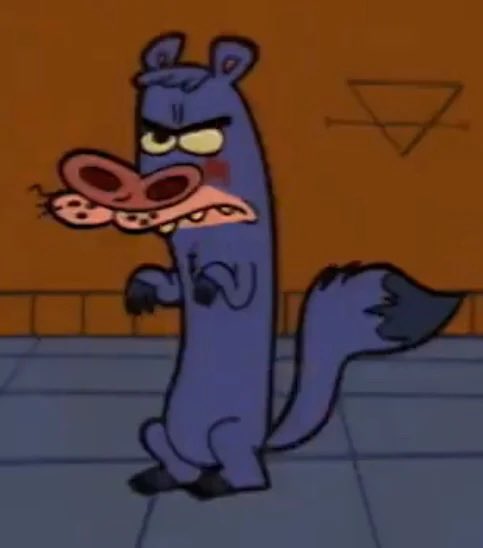 Skarr transforms into Weasel from the Cow & Chicken spinoff I Am Weasel.
#CheckeredPast #EvilConCarne #IAmWeasel #CowAndChicken