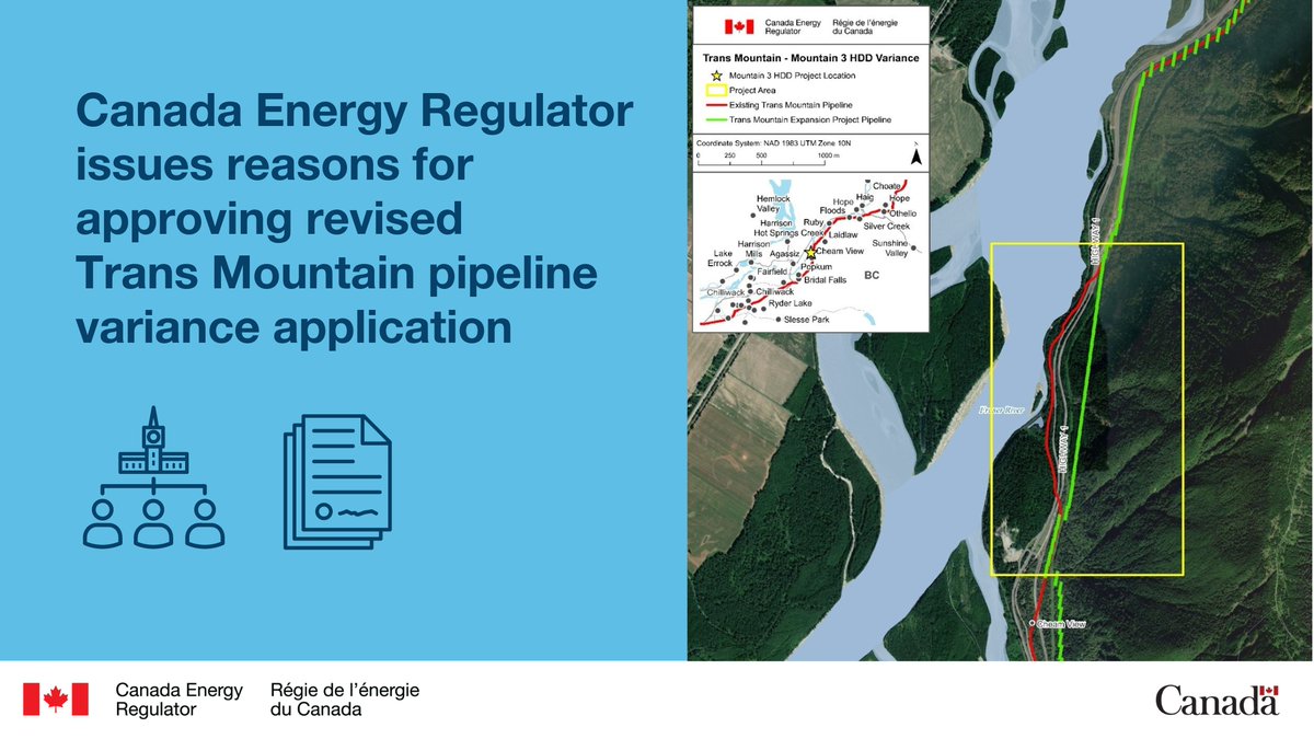 Canada Energy Regulator issues reasons for approving revised #TransMountain pipeline variance application. Read more: ow.ly/YYXW50Qwyxx