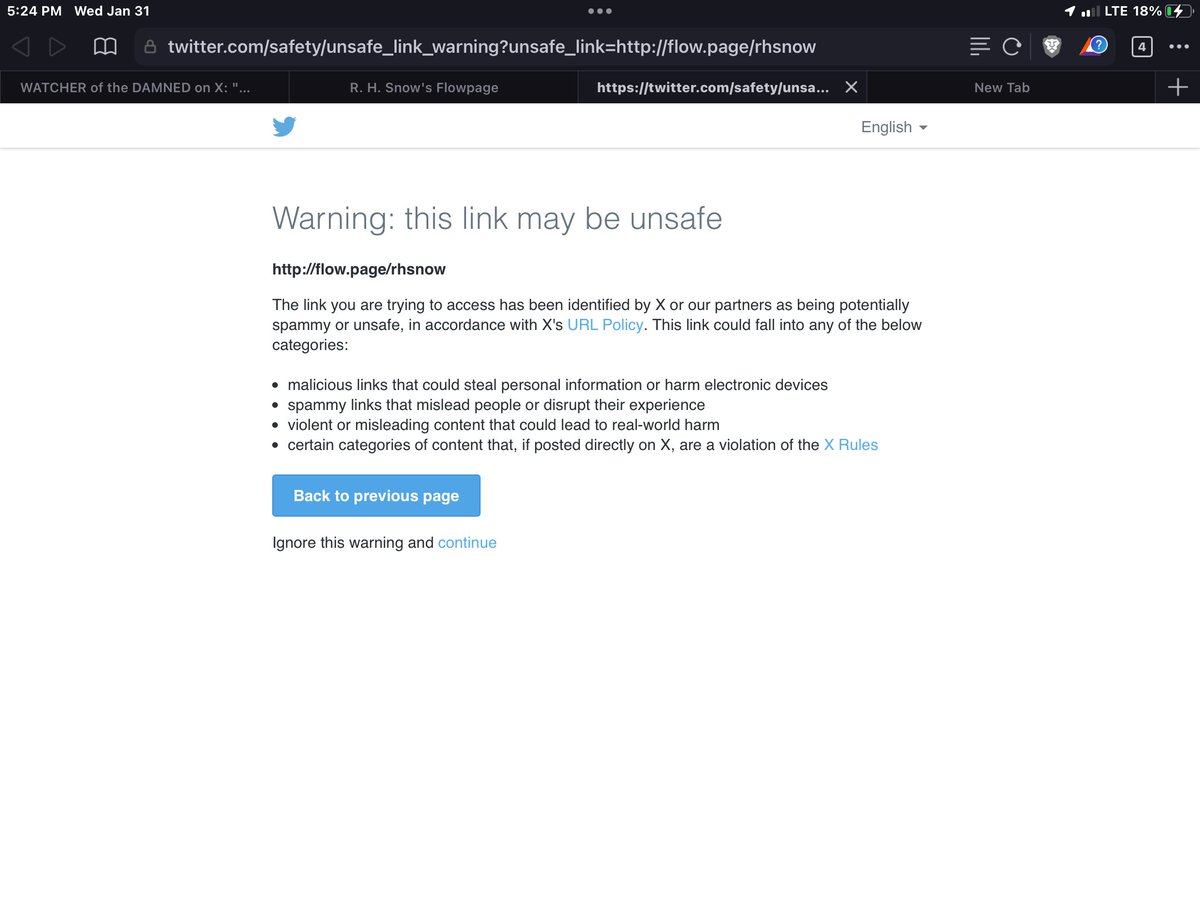 WatcherDamned's tweet image. So... Twix has decided that my link page/qr code provider is dangerous content. Flowcode is a trusted website and service provider. Why is this link suddenly considered to be unsafe?
#twittersupport #flowcode
