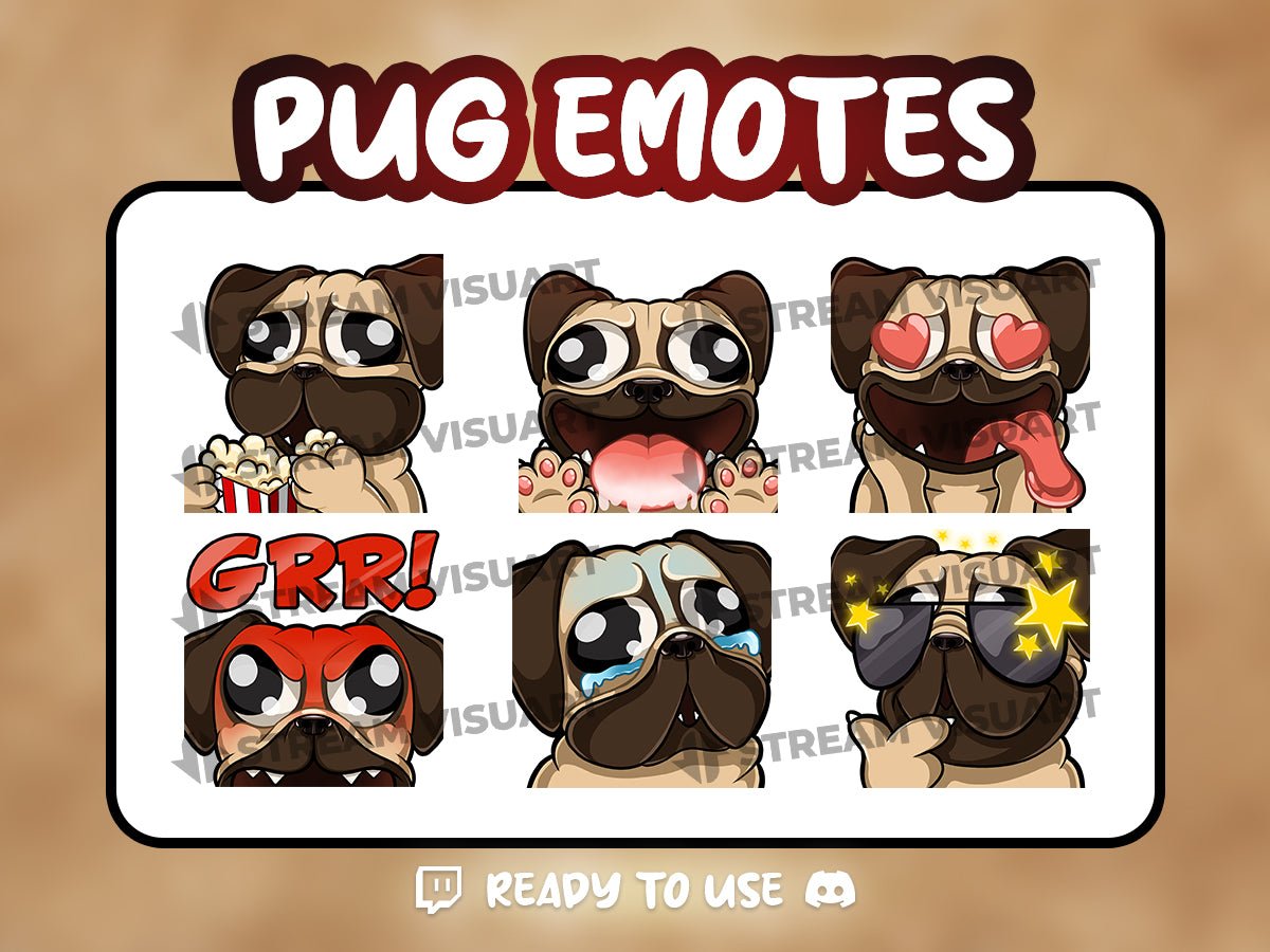 Level up your streaming game with our Pug Emotes 6-Pack from Streamers Visuals! Add a dash of pawsome fun to your Twitch, Discord, or Facebook sessions 🐾 #StreamerLife #EmoteFun

👉 streamersvisuals.com/products/pug-e…