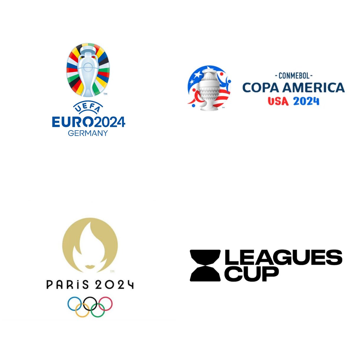 Los torneos del verano en el 2024. 🔷 Eurocopa: 14 Jun al 14 Jul 🔷 Copa América: 20 Jun al 15 Jul 🔷 París 2024: 26 Jul al 11 Ago 🔷 Leagues Cup: 26 Jul al 25 Ago