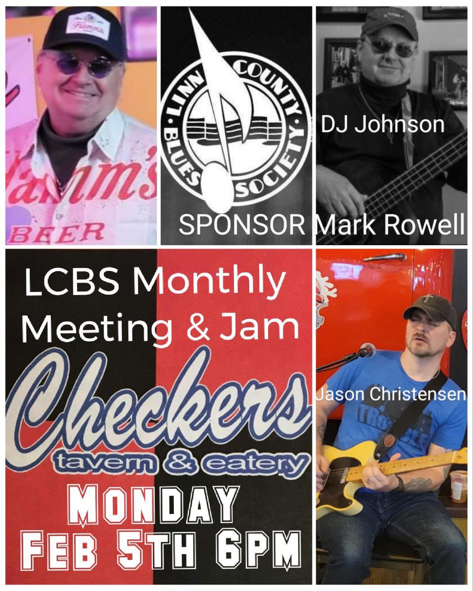 LCBS Meeting at Checkers Tavern on Monday Feb. 5 with live music by Jason Christensen and Dan Johnson
<a href="/Checkerstavern/">P.J. Harrington</a> 
#cedarrapids #cedarrapidsiowa #iowalivemusic #iowablues #bluessociety #bluessocieties #iowa #checkerstavern #jasonchristensen
