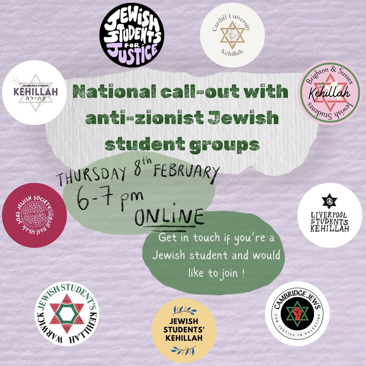 JSJ_Solidarity's tweet photo. @ fellow Jewish students, get in touch if you’d like to join!! https://t.co/PKPpueVo62