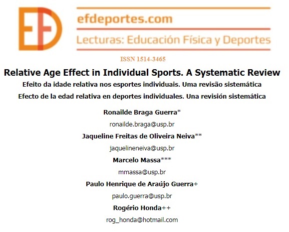 efdeportes's tweet image. Relative Age Effect in Individual Sports. Systematic Review #Age #RelativeAge #Sports #IndividualSports efdeportes.com/efdeportes/ind…