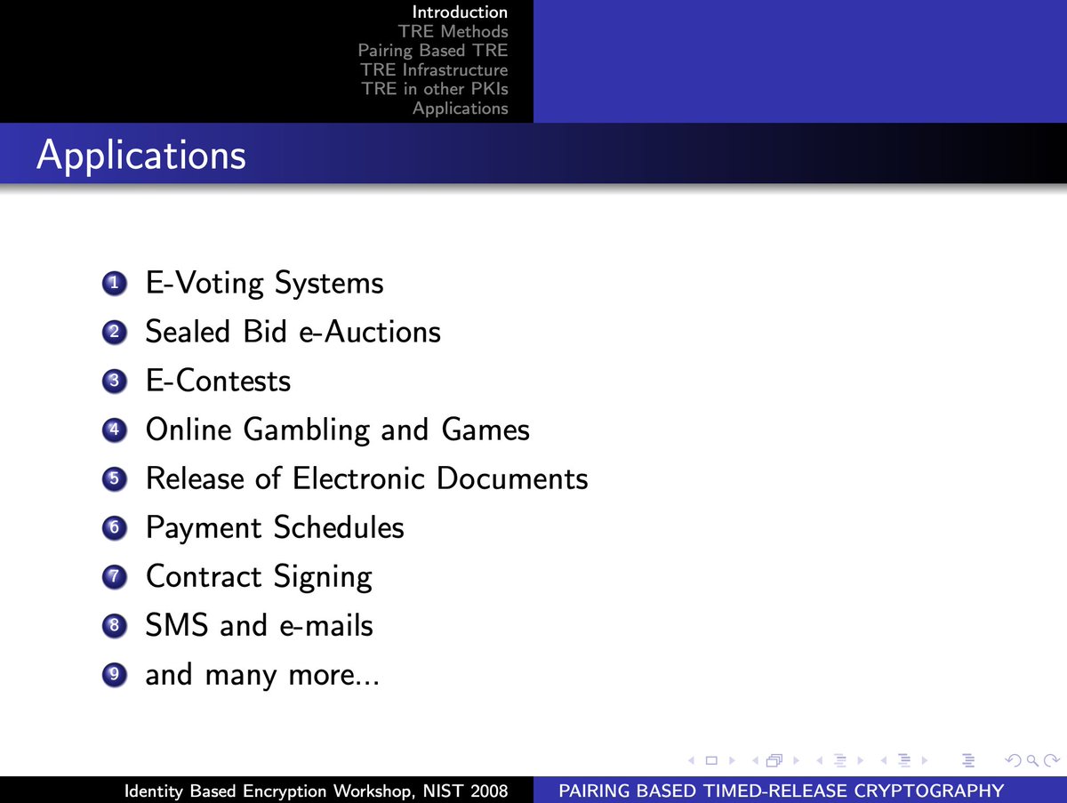 Boom! Time-capsules are coming to Sui. TL;DR encrypt messages and NFTs into the future. Crazy interesting applications, see attached! 🍒 that tech was my PhD presented to NIST w/ @FBaldimtsi back in 2008 & we still have the fastest algorithm :), we were also the 1st to deploy it