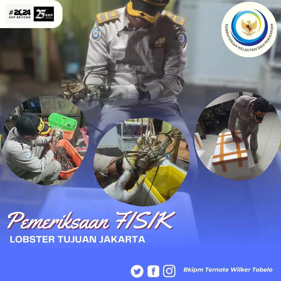 Hai #sahabatquarantine, 1 Februari 2024 Pejabat Karantina Ikan melakukan pemeriksaan fisik terhadap komoditi lobster hidup yang akan dilalulintaskan tujuan Jakarta.
#MENTERIKKP #SAKTIWAHYUTRENGGONO #KKPGOID #KKPBeyond