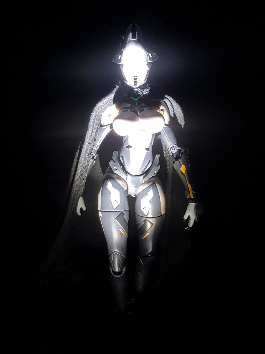 TheLocalBard's tweet image. She blends in well with the dark, so long as there isn&apos;t a bright light on her.

#SnailShellStudio #SnailShellAssassin #Assassin #RobotGirls #ToyPhotography @wozhike