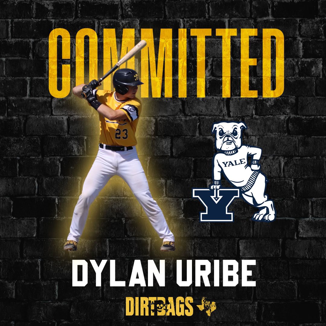 Congratulations to Class of 2024 @DylanUribe2024 (Dylan Uribe) on his commitment to @YaleBaseball (Yale University.) ☠️ ➖➖➖➖➖➖➖➖➖➖➖➖➖ #dirtbag🆙 #damndirtbags #dirtbagstx