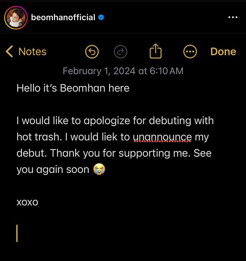 Beomhan undebuting is so real 😭