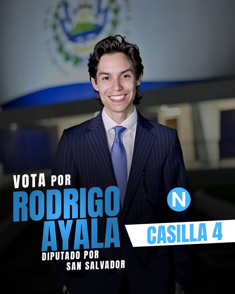 Mi compromiso es, y siempre será, por el bienestar de los salvadoreños. 🇸🇻 Rodrigo Ayala Casilla 4 Diputado por San Salvador.