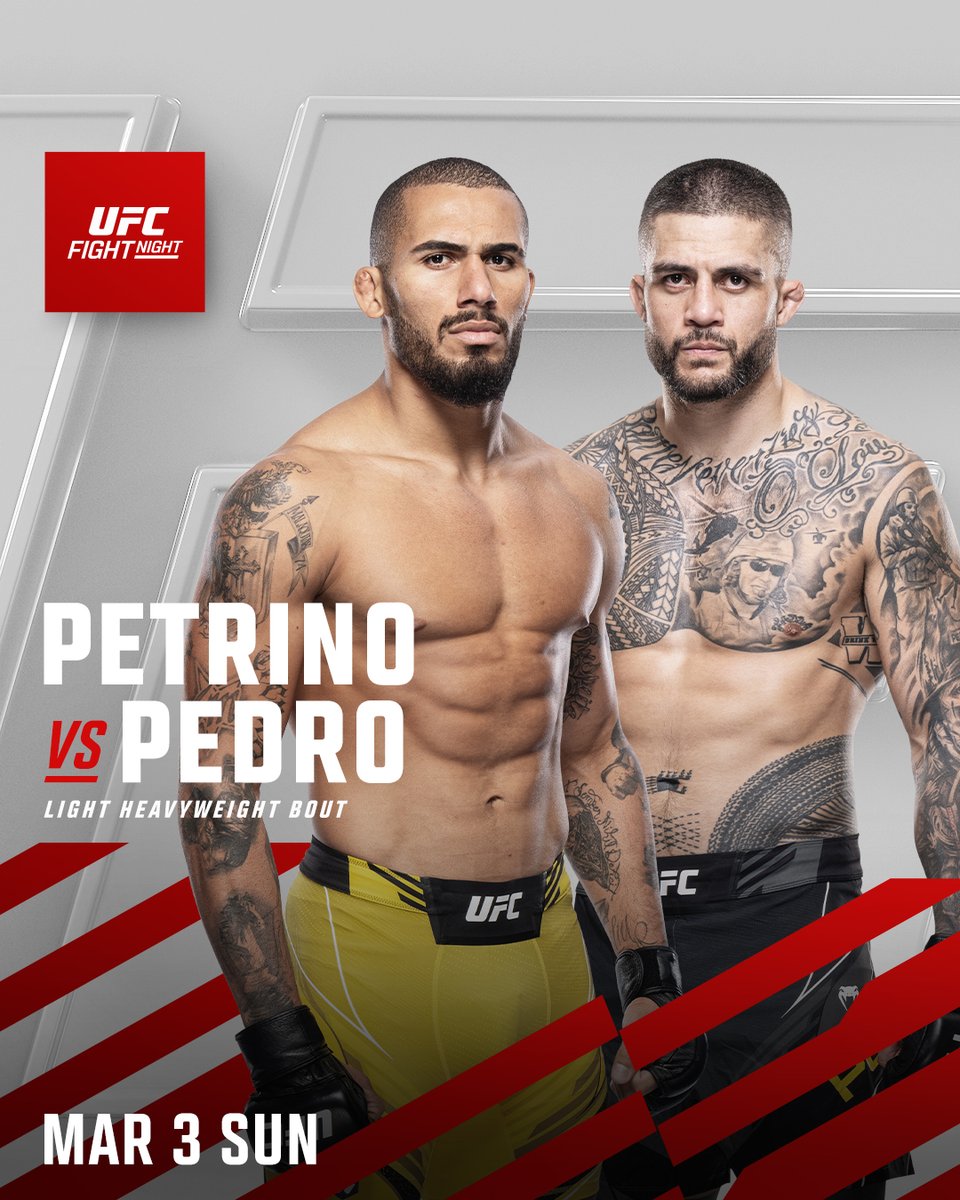 Light heavyweight banger waits ahead! 👊 ANZ's @Tyson_Pedro_ takes on Brazil's Vitor Petrino on March 3!