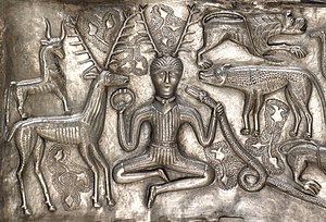 From Wikipedia, the free encyclopedia  📷The Cernunnos-type antlered figure or horned god, on the Gundestrup