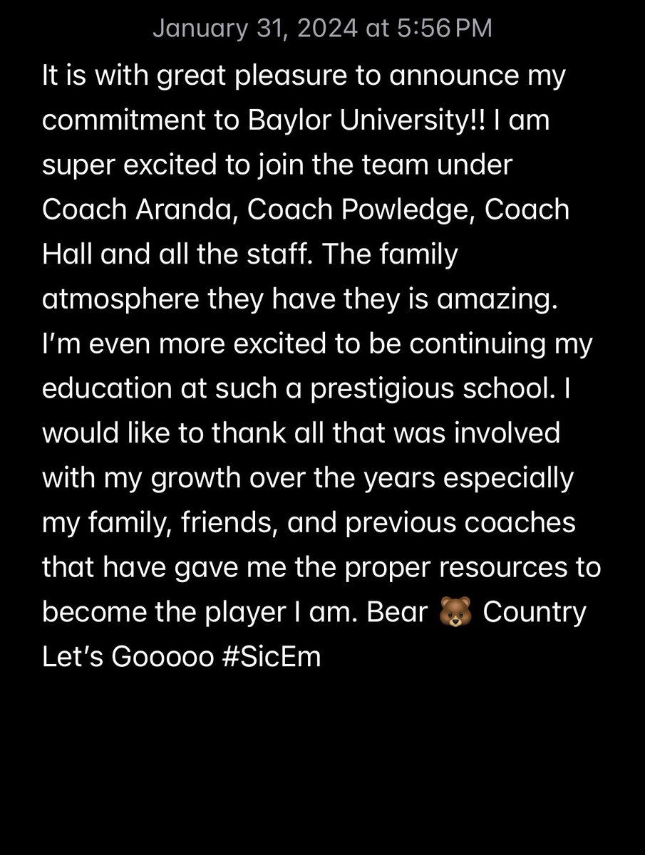 DEMETRIUSBRISB2's tweet photo. BOOOOOM !!!! 
Sic ‘em 🐻 
Respect the decision! 💚 @CoachK_Hall @CoachDaveAranda @CoachPowledge !!! https://t.co/WfKcGzlHk6
