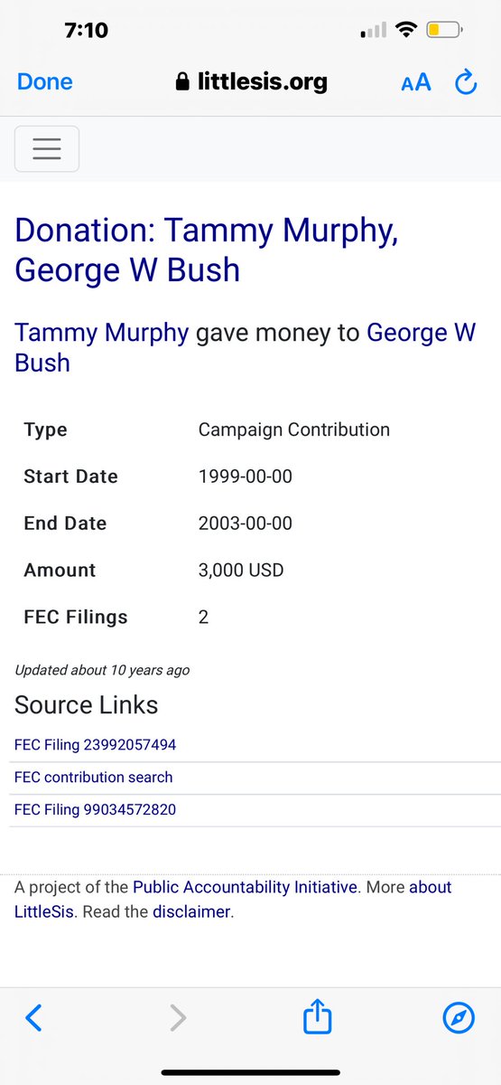 Now we know that #TammyMurphy made multiple contributions to George W. Bush, the man who started the Iraq war.