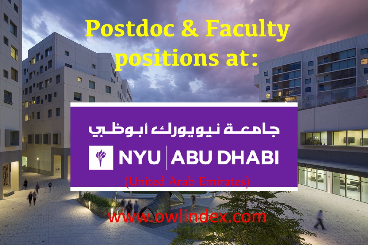 owlindex's tweet photo. 25 Postdoc &amp; Faculty positions at New York University Abu Dhabi (@nYUAD) (United Arab Emirates): https://t.co/wJscYuL248

#owlindex #postdoc #postdocs #Faculty #University #unitedarabemirates #unitedarabemiratesjobs #uae #uaejobs #abudhabi #abudhabijobs #nyualumni @owlindex https://t.co/UGuPJdEnl0