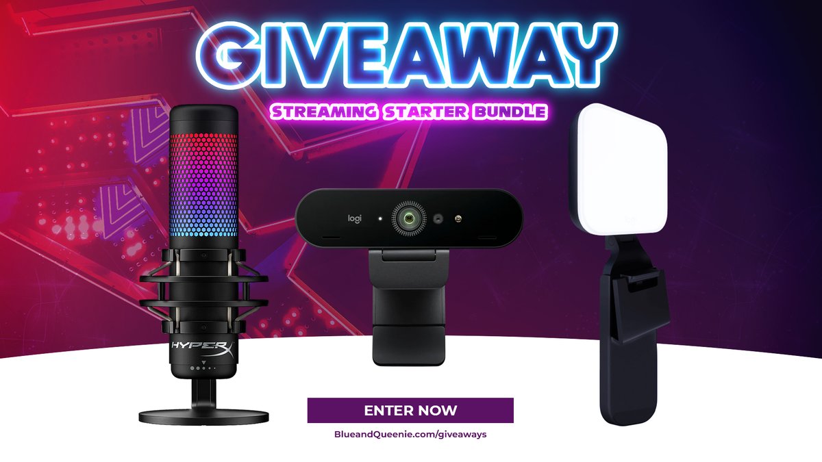 🔥 STREAMER STARTER BUNDLE #GIVEAWAY 🔥

Hey aspiring streamers 👋 Heres a chance to nab our streamer starter bundle of the HyperX QuadCast, Logitech Brio &amp; Logitech's Litra Glow!

💙Follow <a href="/BlueandQueenie/">Simon Blue (Official 4K Twitch Testing)</a>
💜Follow <a href="/QueenieandBlue/">Row Queenie 🏳️‍🌈 (Official 4K Twitch Testing)</a>
🔁Tag a Friend
➡️Enter blueandqueenie.com/giveaways