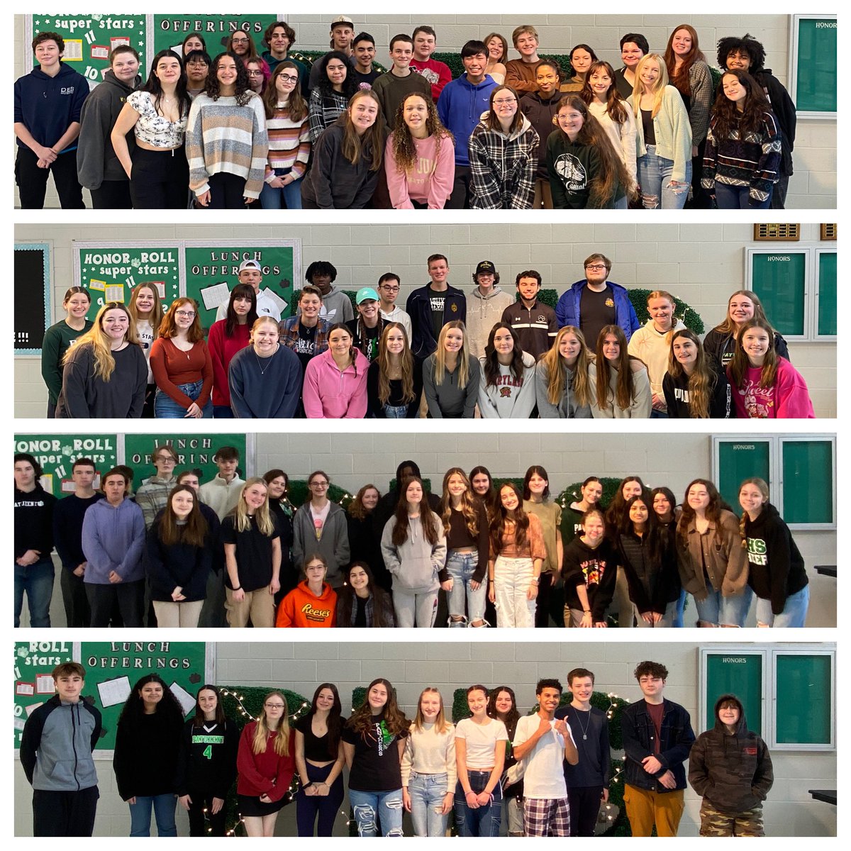 Recognizing our top students at our Celebration of Champions today. 💚🖤 From top to bottom- 12th/11th/10th/9th
