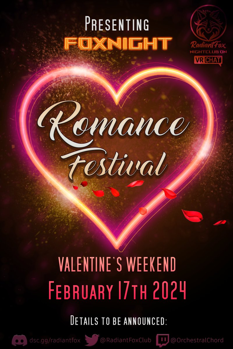 RadiantFoxClub's tweet photo. RadiantFox will resume our monthly #FOXNIGHT just as Love begins to bloom - Join us for our Valentine's Romance Festival this Valentine's weekend!
Whether you love;
Music,
Dancing,
Family
Or someone special,
This month is for anything and everything that comes from the heart! https://t.co/BNp99w76RK