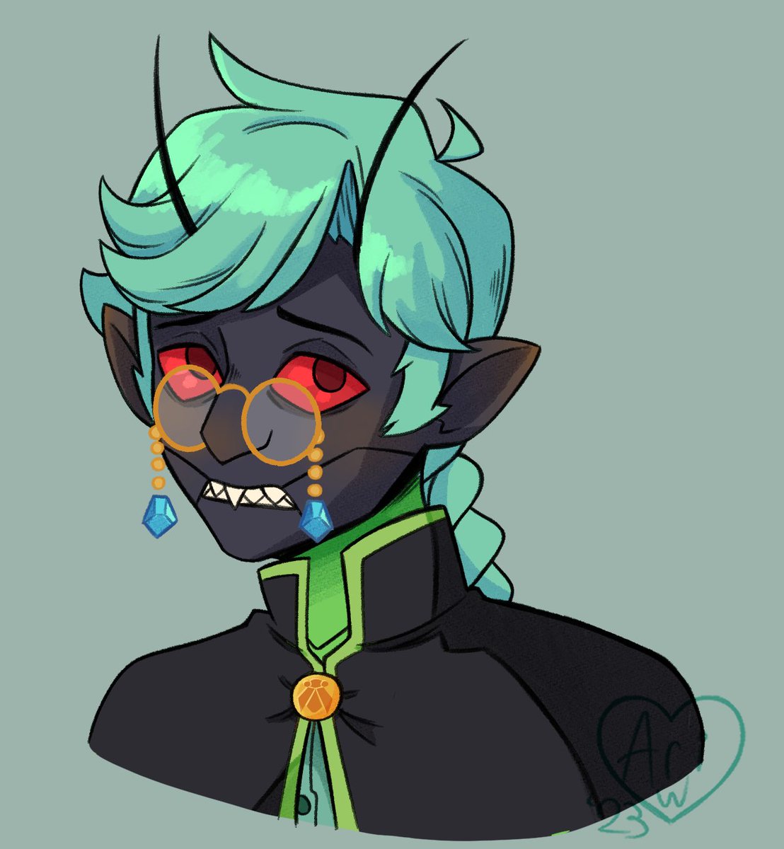 IbbyWonder's tweet image. Reference art for a slight design tweak for Symon&apos;s cicada form. I cave him more clothes so he doesn&apos;t feel so nude as a miinu, while still keeping the color pallet of his species.

#originalcharacter #bugoc