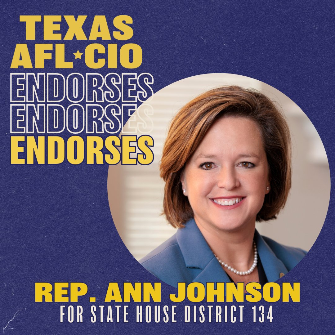 It’s an honor to receive the endorsement of the Texas AFL-CIO COPE! 

From steelworkers to screenwriters, plumbers to pipefitters, teachers to truck drivers, and all of the working people who keep our state running, I'll always fight for you! #LaborVotes #TXUnionStrong #1u