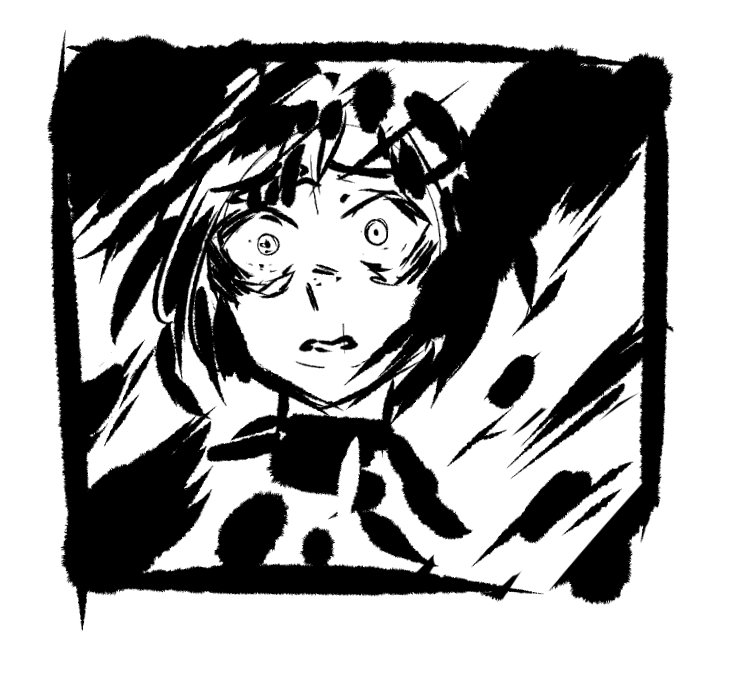 i'm busy with projects and can't show any of it so here's a doodle i did mid-convo with deb where i was like 'oh does this manga have a panel like this for this traumatic moment' 