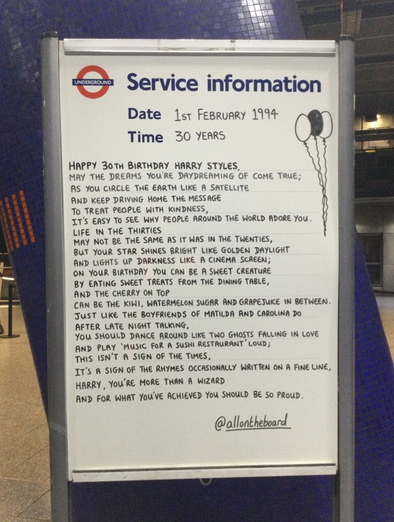 Happy 30th Birthday Harry Styles. Have a wonderful day and may your dreams and wishes come true. Thanks for being you. @allontheboard #HarryStyles #HappyBirthdayHarry #HappyBirthdayHarryStyles